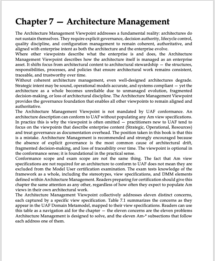 Chapter 7 — Architecture Management
